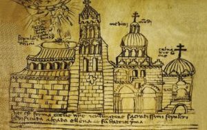 La basilica e l'edicola del Santo Sepolcro in una raffigurazione del 1149